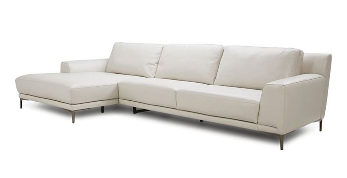 Sofa da chữ L màu trắng giá rẻ có đệm mút tạo sự thoải mái